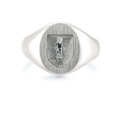 Victor Mayer 925 Silver Oval Signet Ring with Saint-Tropez Coat of Arms
