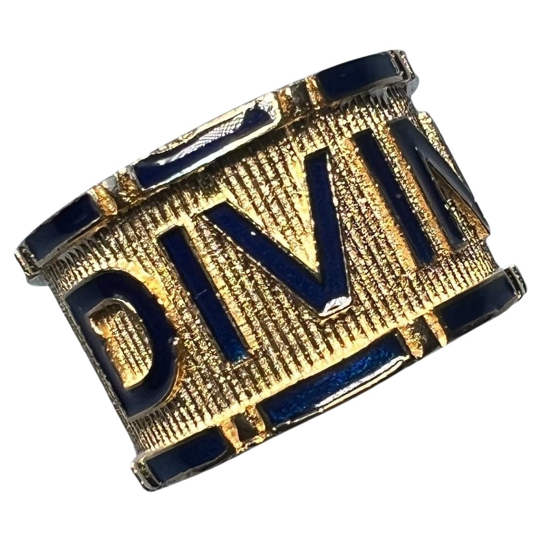 Signet Ring Band Memento Mori Style Divine Enamel For Sale