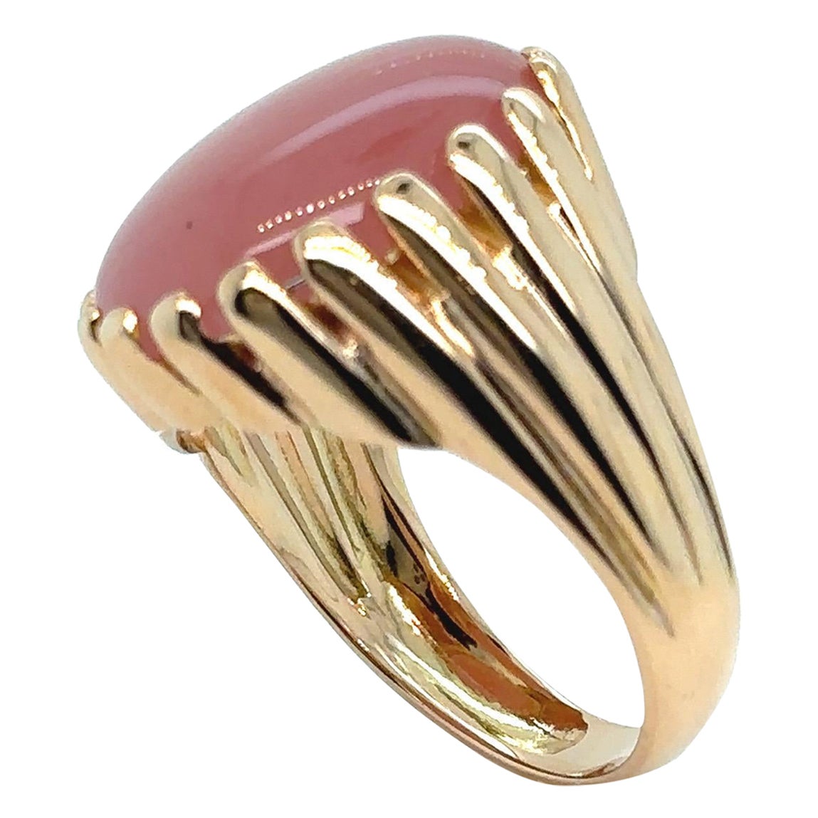 Siegelring aus 18 Karat Roségold mit Guava-Quarz-Cabochon
