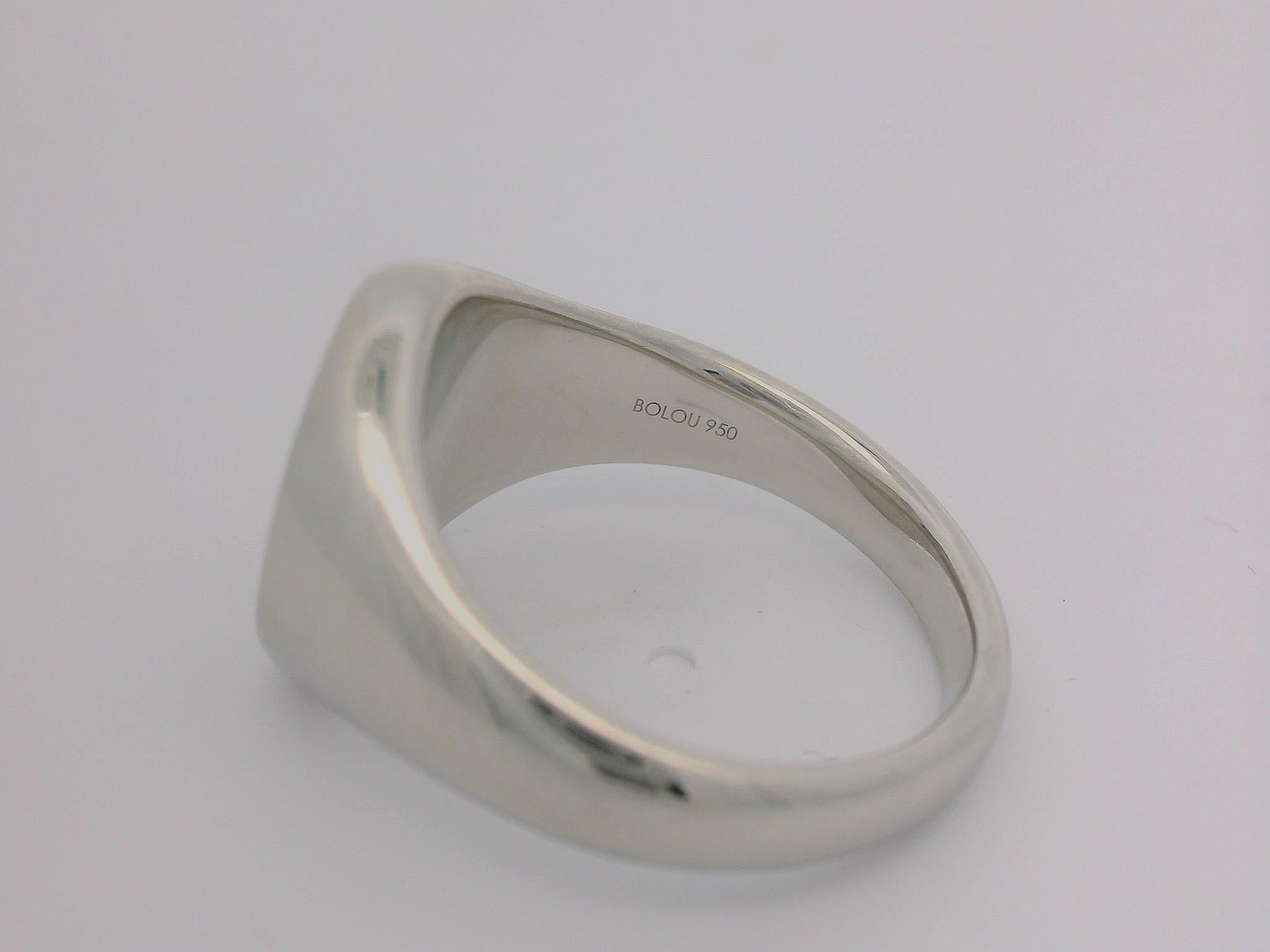 Women's or Men's Signet Ring, PT950 Platinum, oval 14.0 * 11.0 mm with Monogram Engraving For Sale