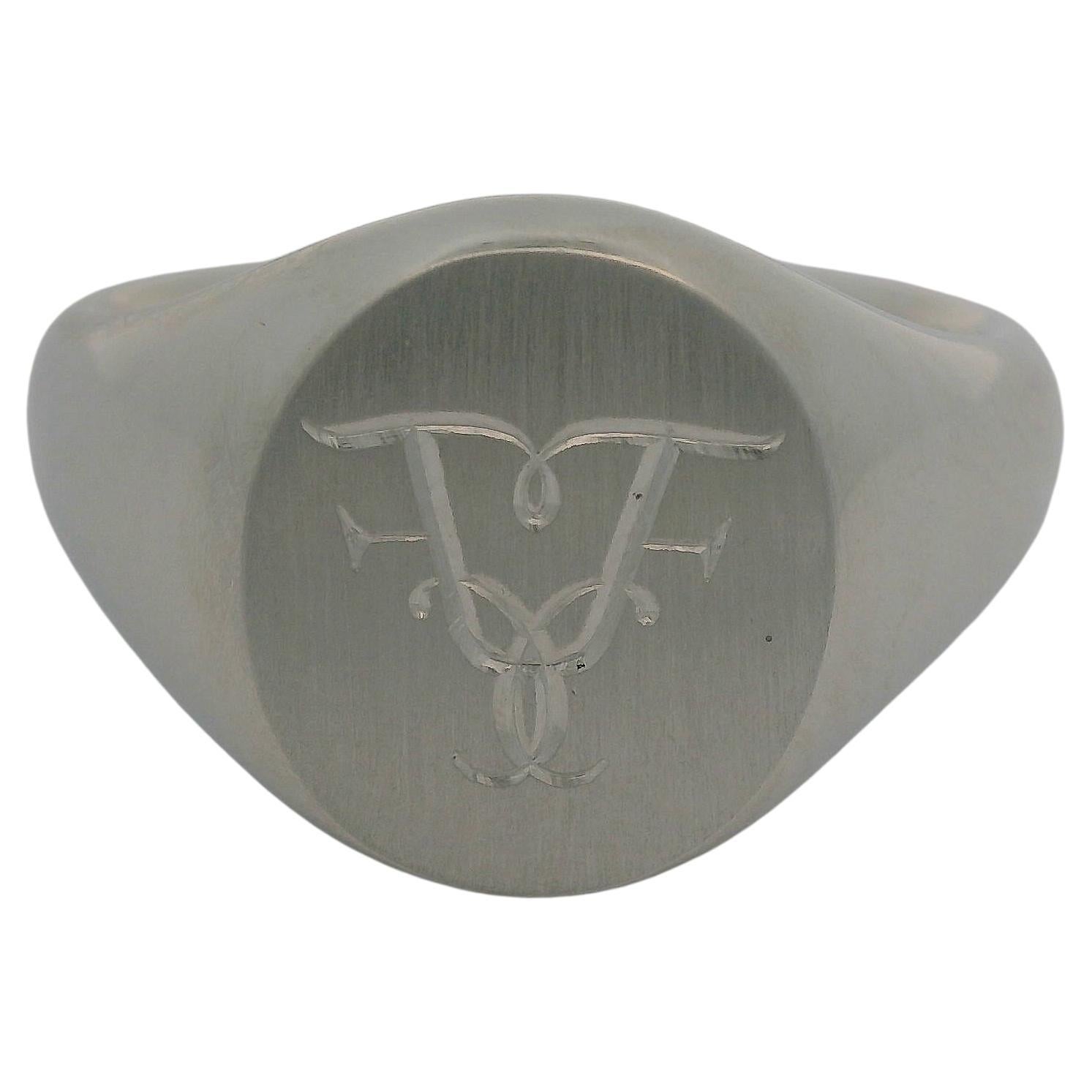 Signet Ring, PT950 Platinum, oval 14.0 * 11.0 mm with Monogram Engraving