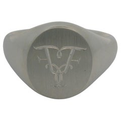 Anillo de sello, PT950 Platino, oval 14,0 * 11,0 mm con grabado de monograma