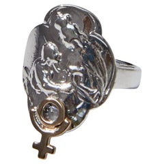 Bague signet de la croix Sainte Vierge Marie Pluto Astrology