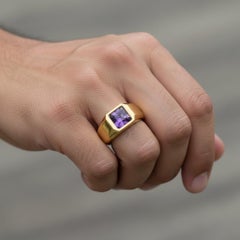 Signet Ring with Amethyst for Men silver, gold