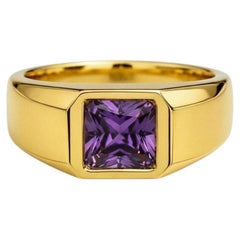 Signet Ring with Amethyst for Men silver, gold