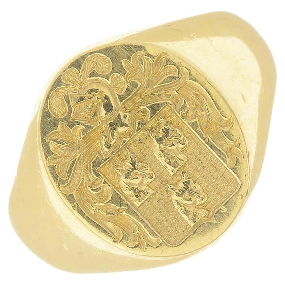 Signet Rings Shield Rinh Signet Ring, with Armorial Shield at 1stDibs
