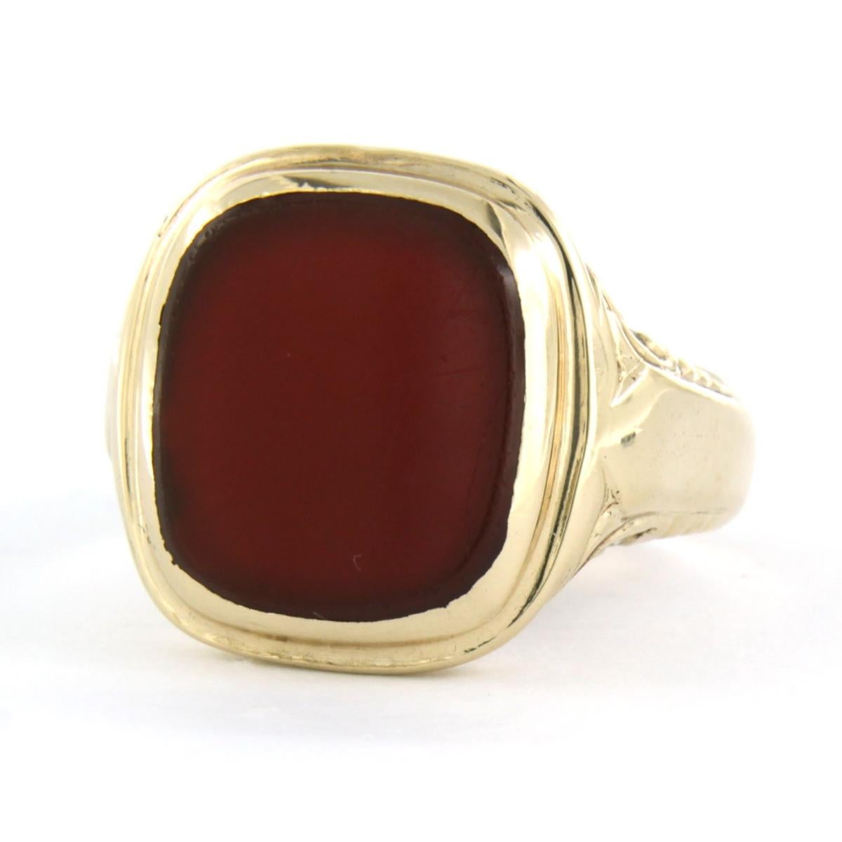 Anello con corniola in oro giallo 14k - misura US 10.5 - EU 20.25(64)

Descrizione dettagliata:

la parte superiore dell'anello misura 1,8 cm di larghezza per 0,4 cm di altezza

misura dell'anello 20,25 (64). l'anello può essere ingrandito o ridotto