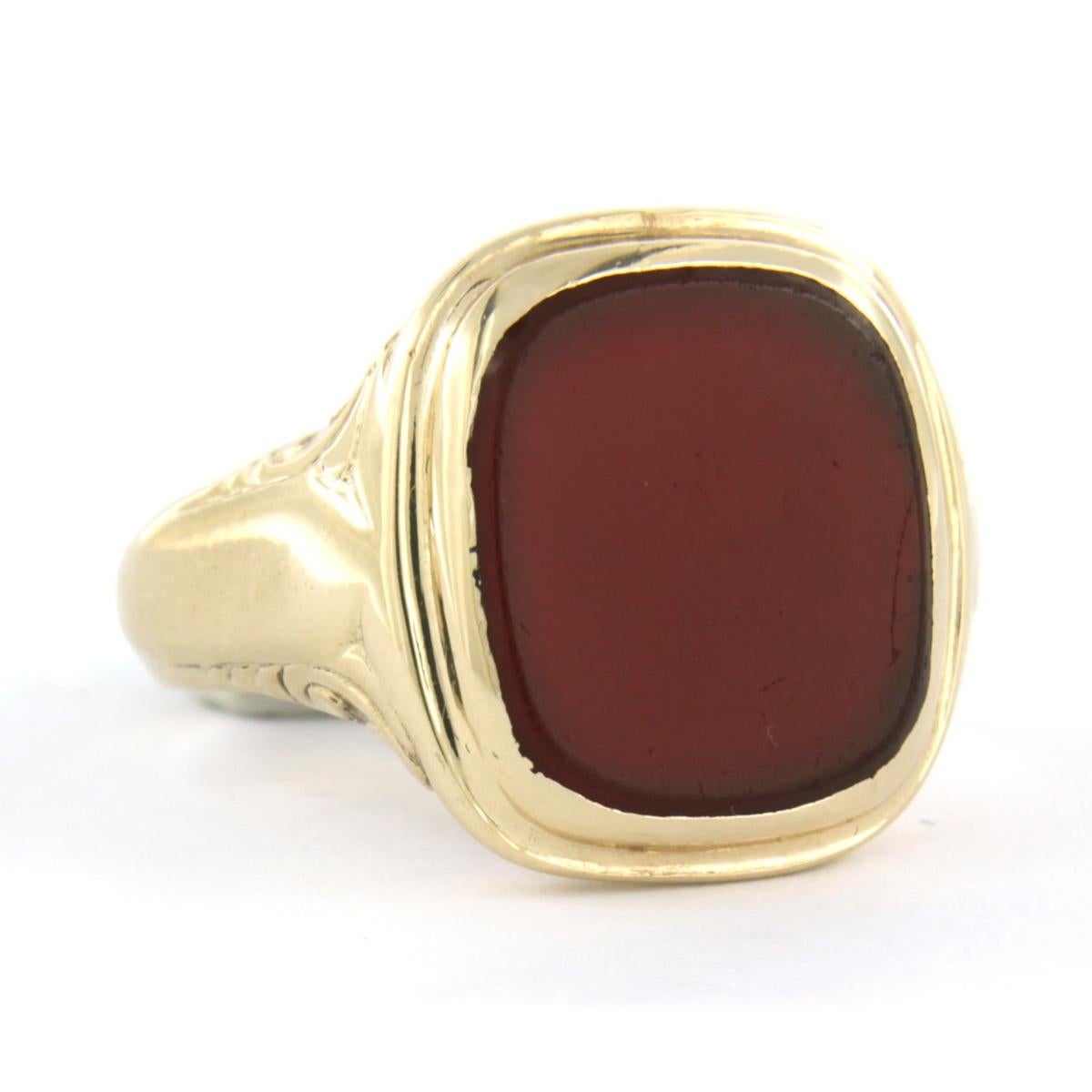 Moderno Signet ring with carnelian 9.8 grams 14k gold in vendita