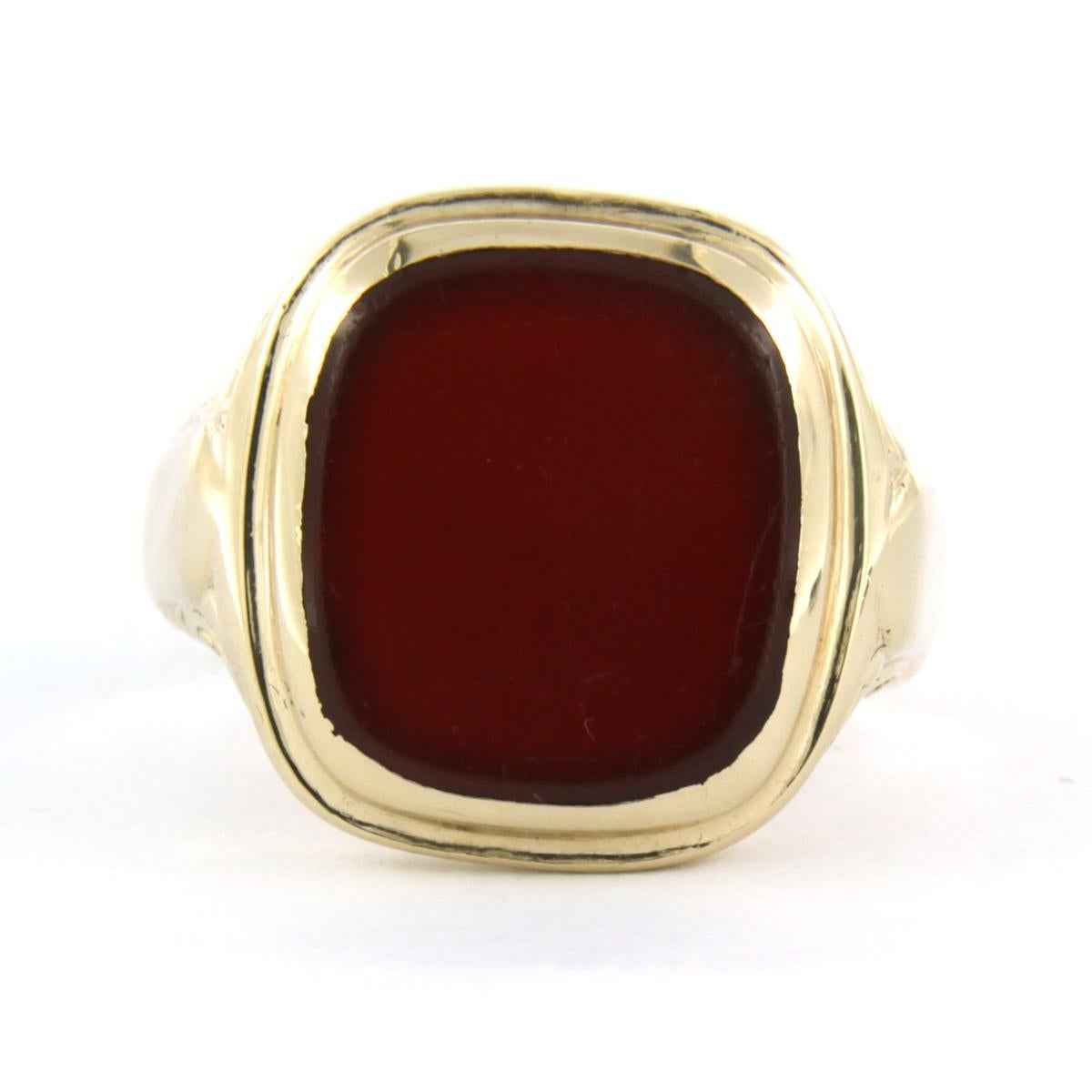 Taglio cuscino antico Signet ring with carnelian 9.8 grams 14k gold in vendita