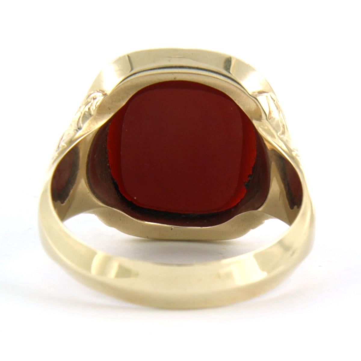 Signet ring with carnelian 9.8 grams 14k gold In condizioni ottime in vendita a The Hague, ZH