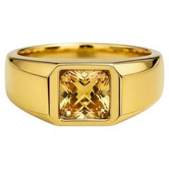 Signet Ring with Citrine for Men silver, gold