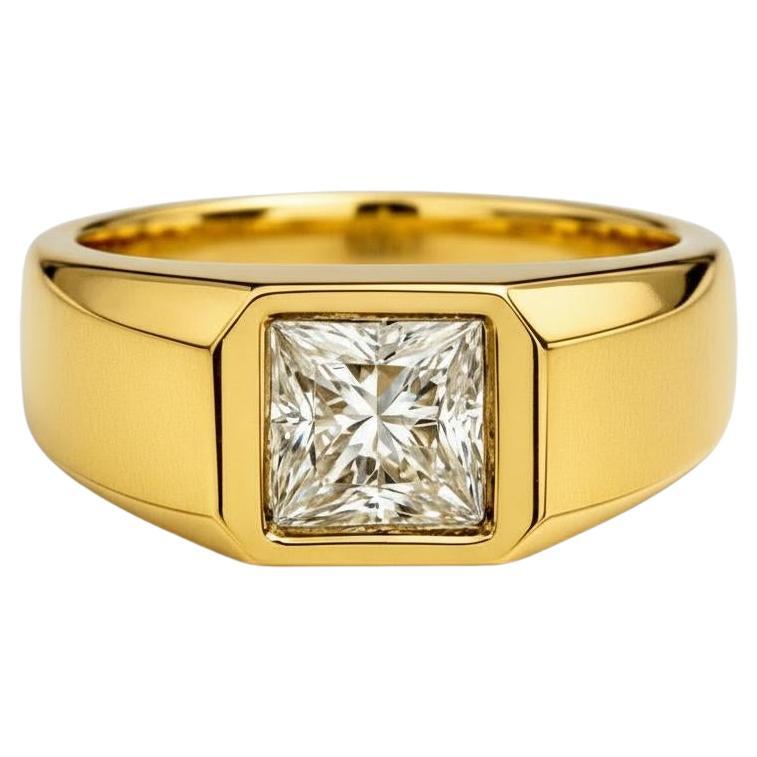 Signet Ring with Moissanite for Men silver, gold