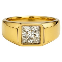 Signet Ring with Moissanite for Men silver, gold