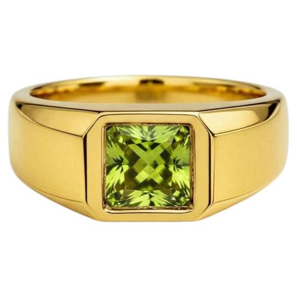 Customizable Signet Ring with Peridot for Men silver, gold For Sale at ...