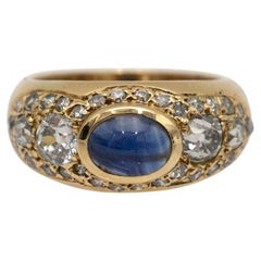 Siegelring mit Saphir und 1,90 Karat alten europäischen Diamanten, Niederlande, 1940er Jahre.