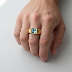 Signet Ring with Topaz for Men silver, gold