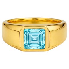 Signet Ring with Topaz for Men silver, gold