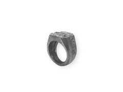 Signet Rough Ring in Silver 925 with a Black Patina by Alejandra Campos Taylor