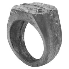 Signet Rough Ring in Silver 925 with a Black Patina by Alejandra Campos Taylor