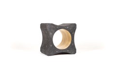 Signet Stool in Coal Black Shagreen & Bronze-Patina Brass by Kifu Paris