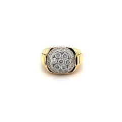 Signet-Stil Natürlicher runder Diamant-Cluster-Herrenring aus 18 Karat Gold