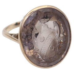 Vintage Signet Topaz British Ring 9Ct Gold, 1890