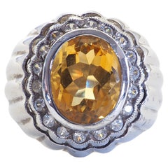 Signet Trombino 3,50ct Oval Citrin & Quarz Sterlingsilber Herrenring aus Sterlingsilber