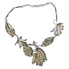 Significant Buccellati Leaf Hammered Silver Necklace