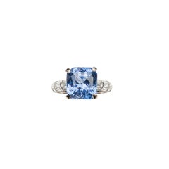Significant 10.6 ct Ceylon Sapphire Solitaire and Baguette Diamond Band Ring