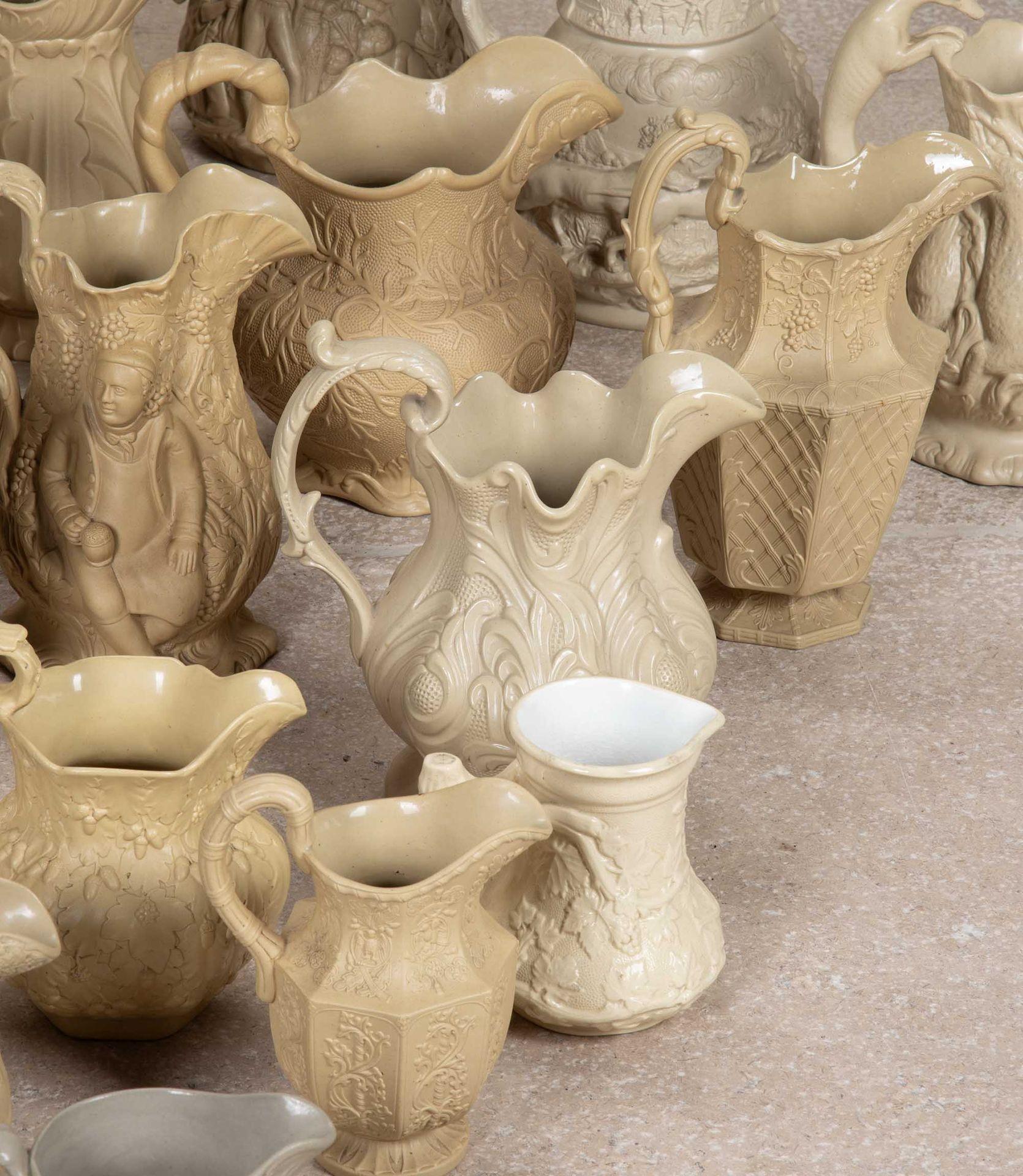 Significant Collection of Victorian Relief Moulded Jugs In Good Condition For Sale In Gloucestershire, GB