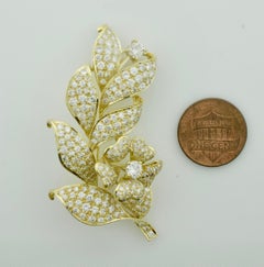 Significant Diamond Flower Brooch 7.65 Carat