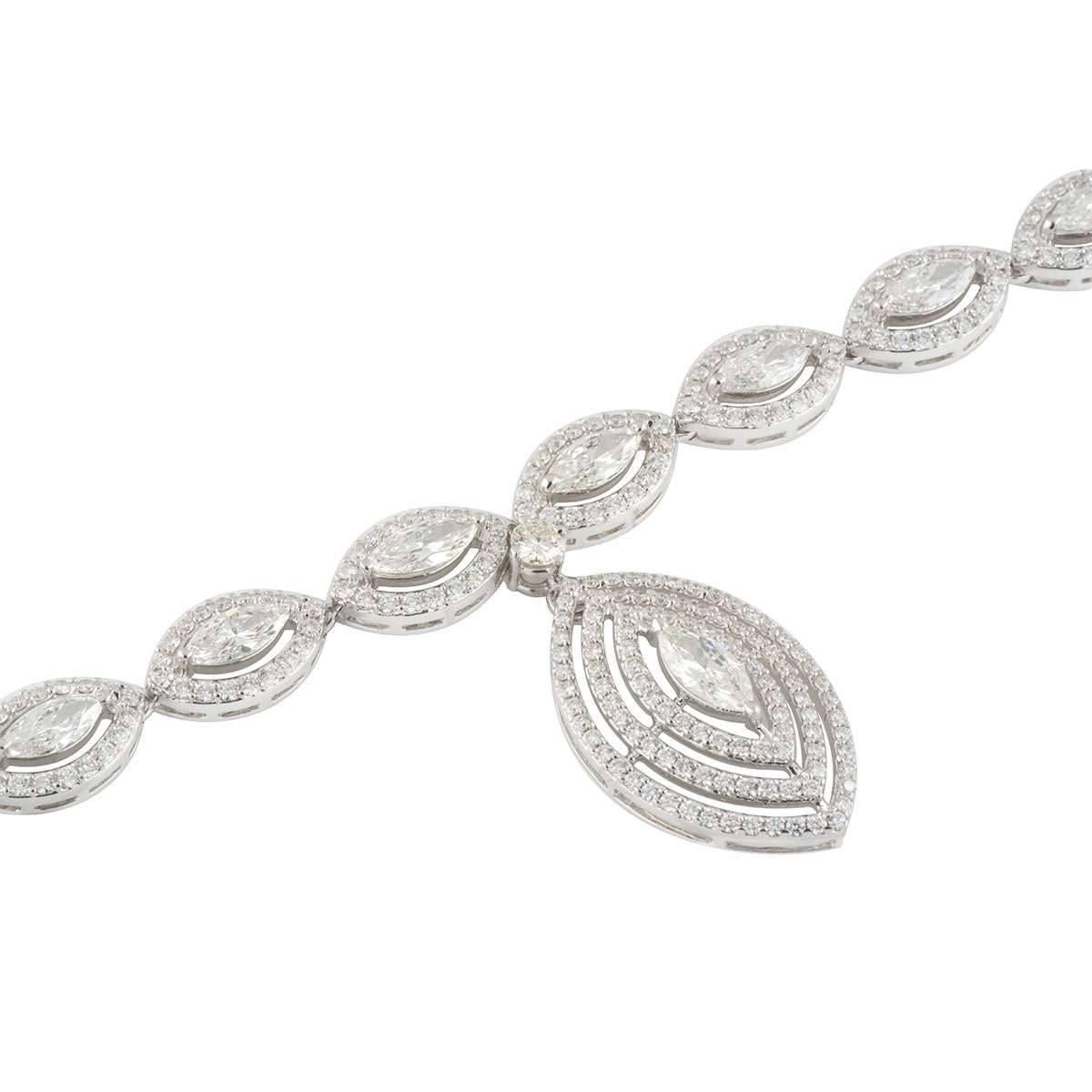 Significant Marquise Cut Diamond Set Drop Choker Necklace 14.37 Carat In New Condition In London, GB