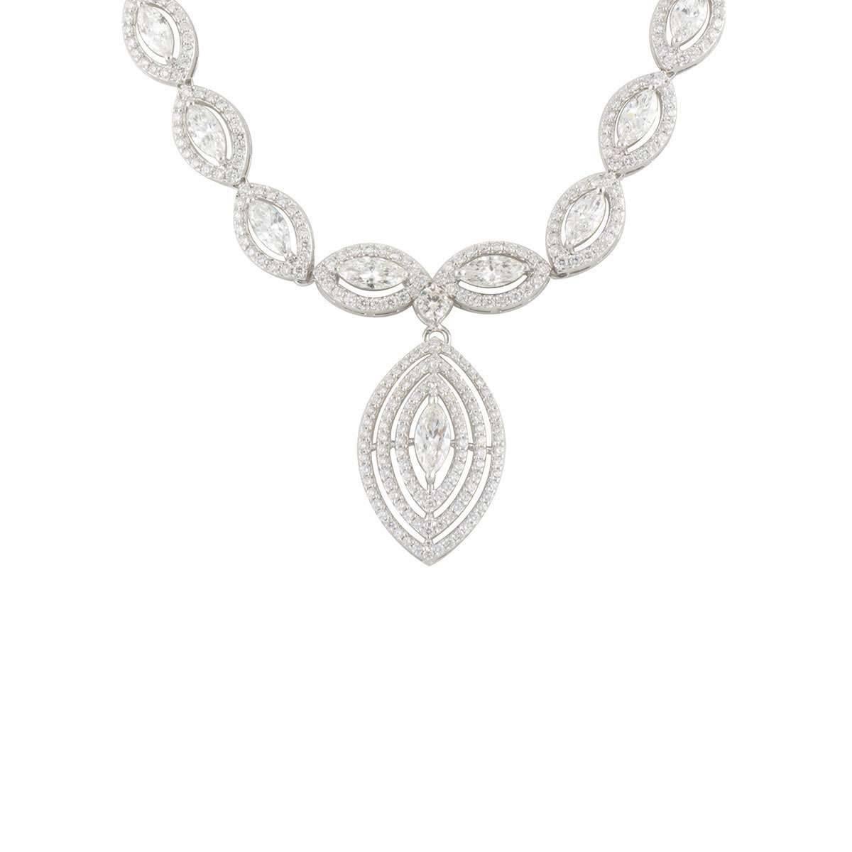 Women's Significant Marquise Cut Diamond Set Drop Choker Necklace 14.37 Carat