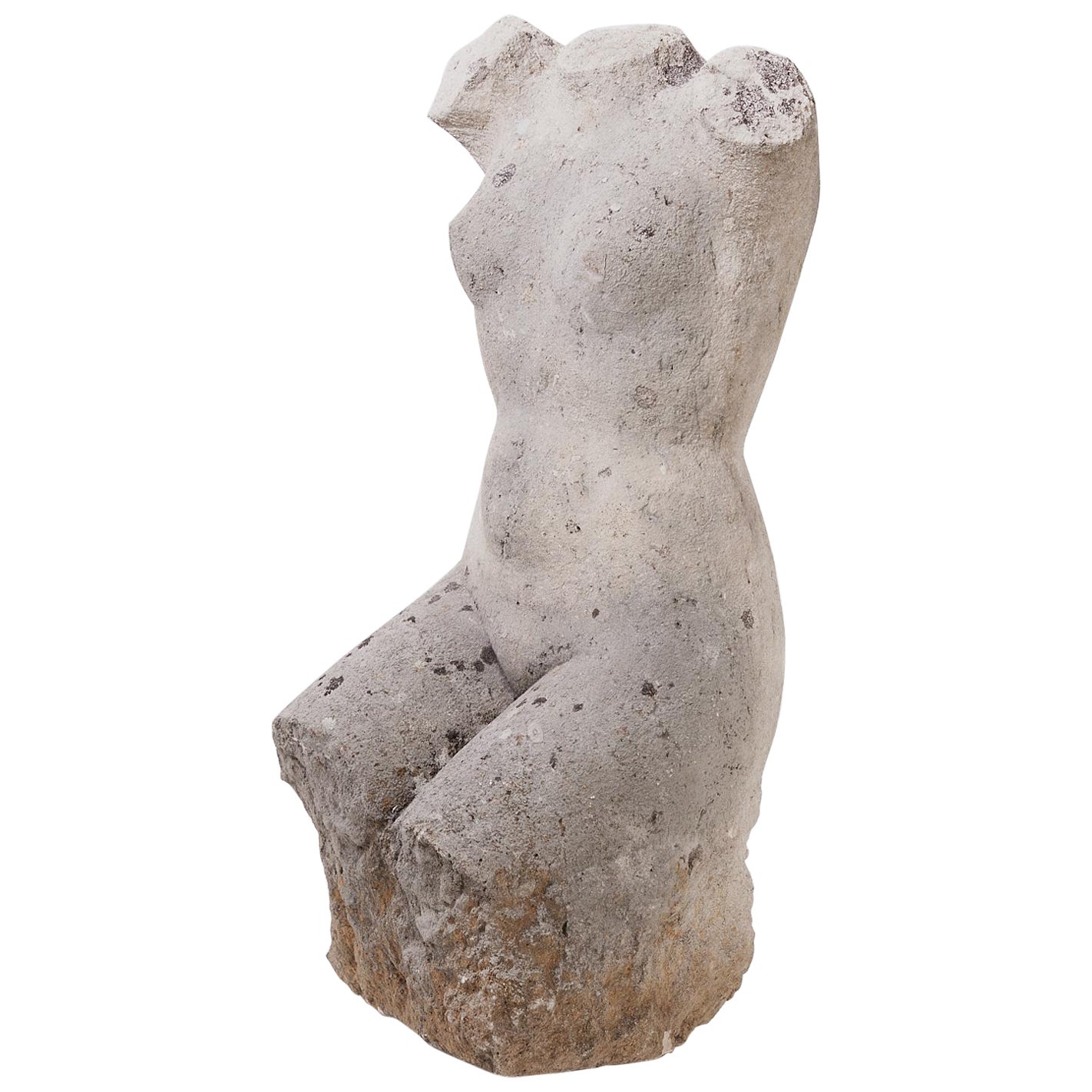 Importante scultura neoclassica di torso in pietra fusa