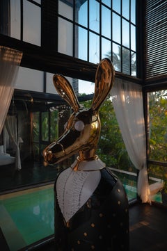 Signor Ciuco Donkey Bar Storage Cabinet with Brass Inlay by Matteo Cibic