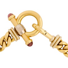 Signoretti 18 Karat Yellow Gold Curb Link Toggle Clasp with Tourmaline Necklace