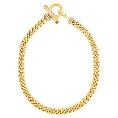 Signoretti 18 Karat Yellow Gold Curb Link Toggle Clasp with Tourmaline Necklace