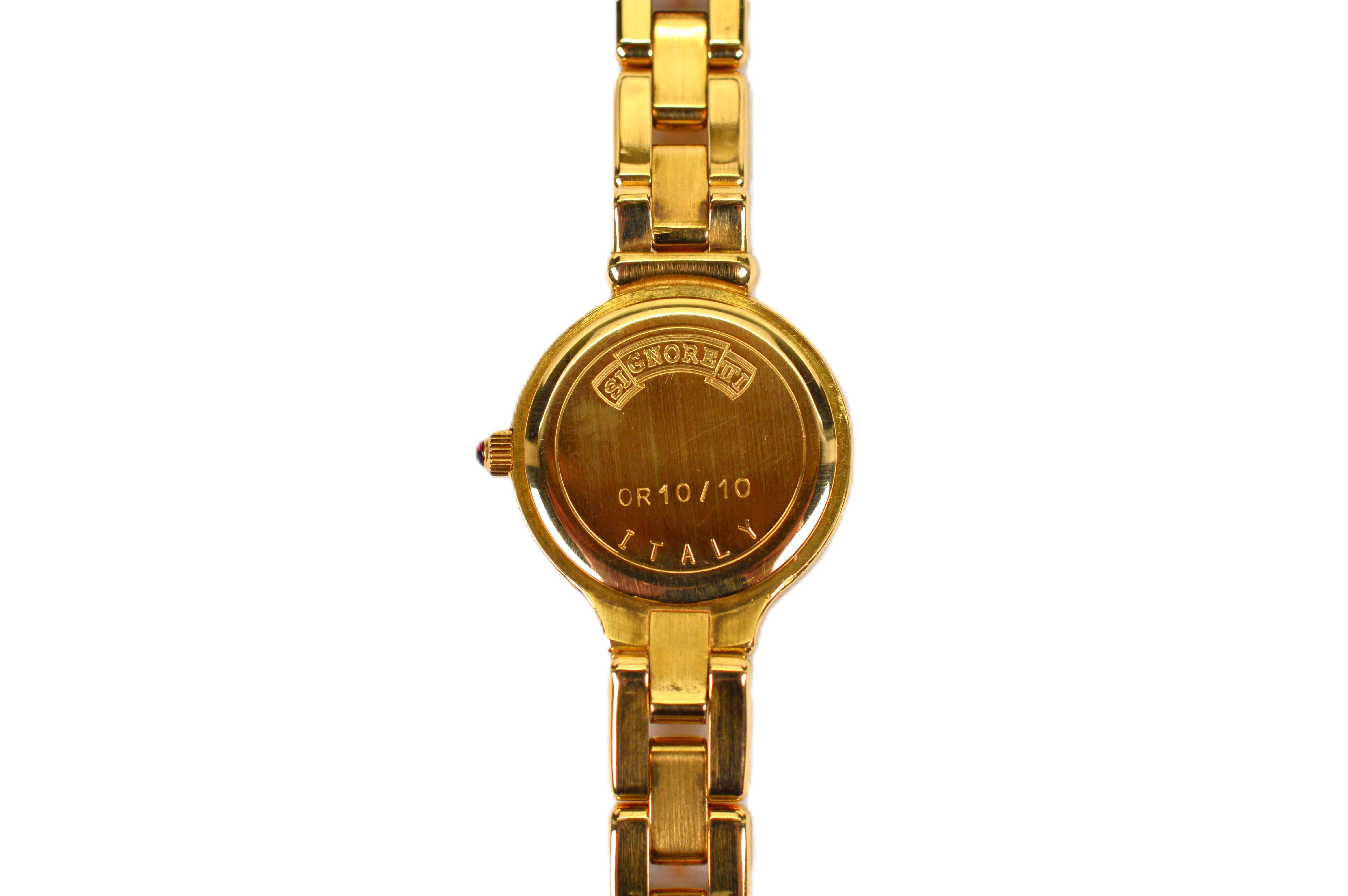 Women's Signoretti 18 Karat Yellow Gold Womens Quartz Wrist Watch For Sale