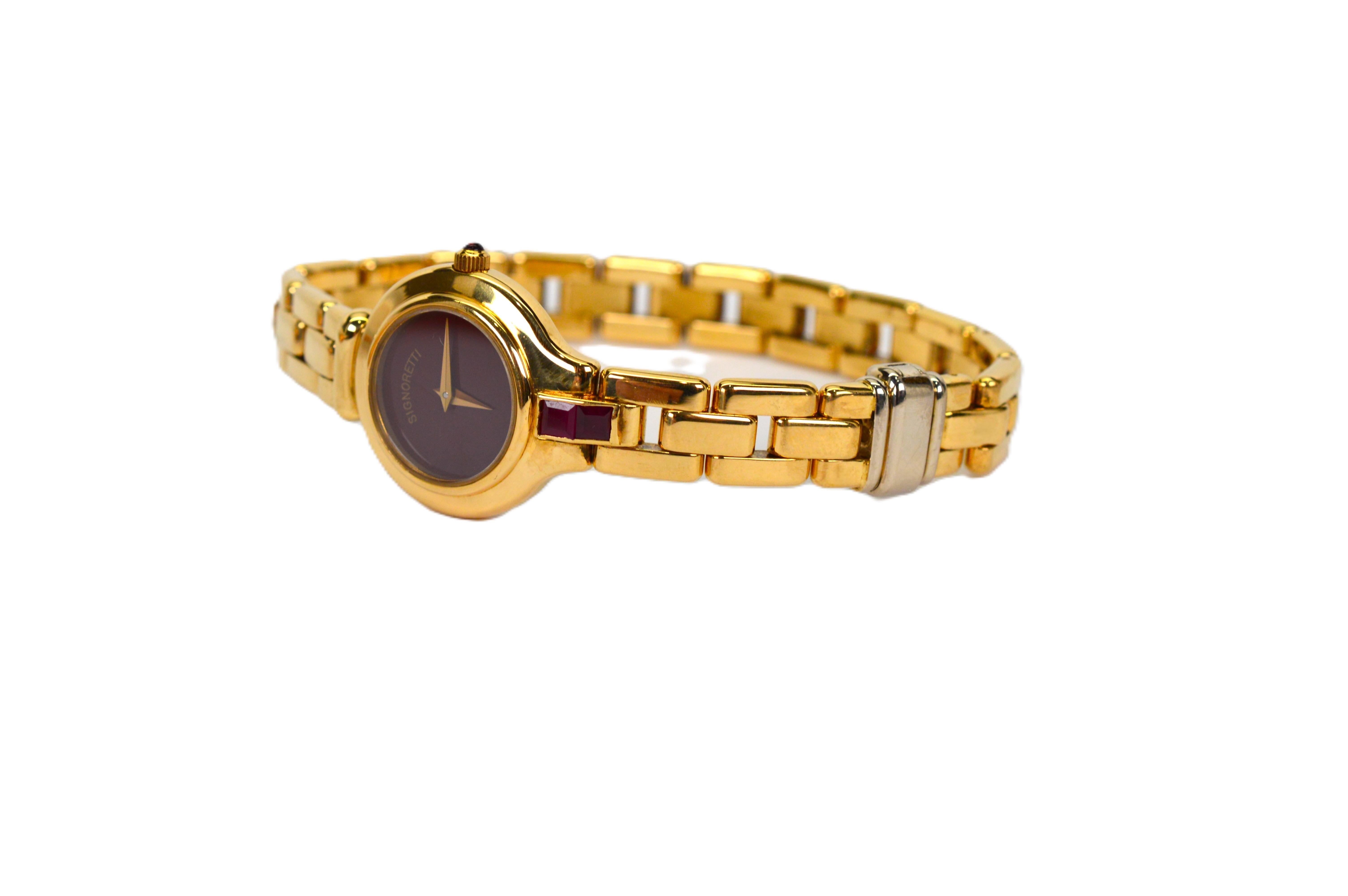 Signoretti 18 Karat Yellow Gold Womens Quartz Wrist Watch For Sale 1