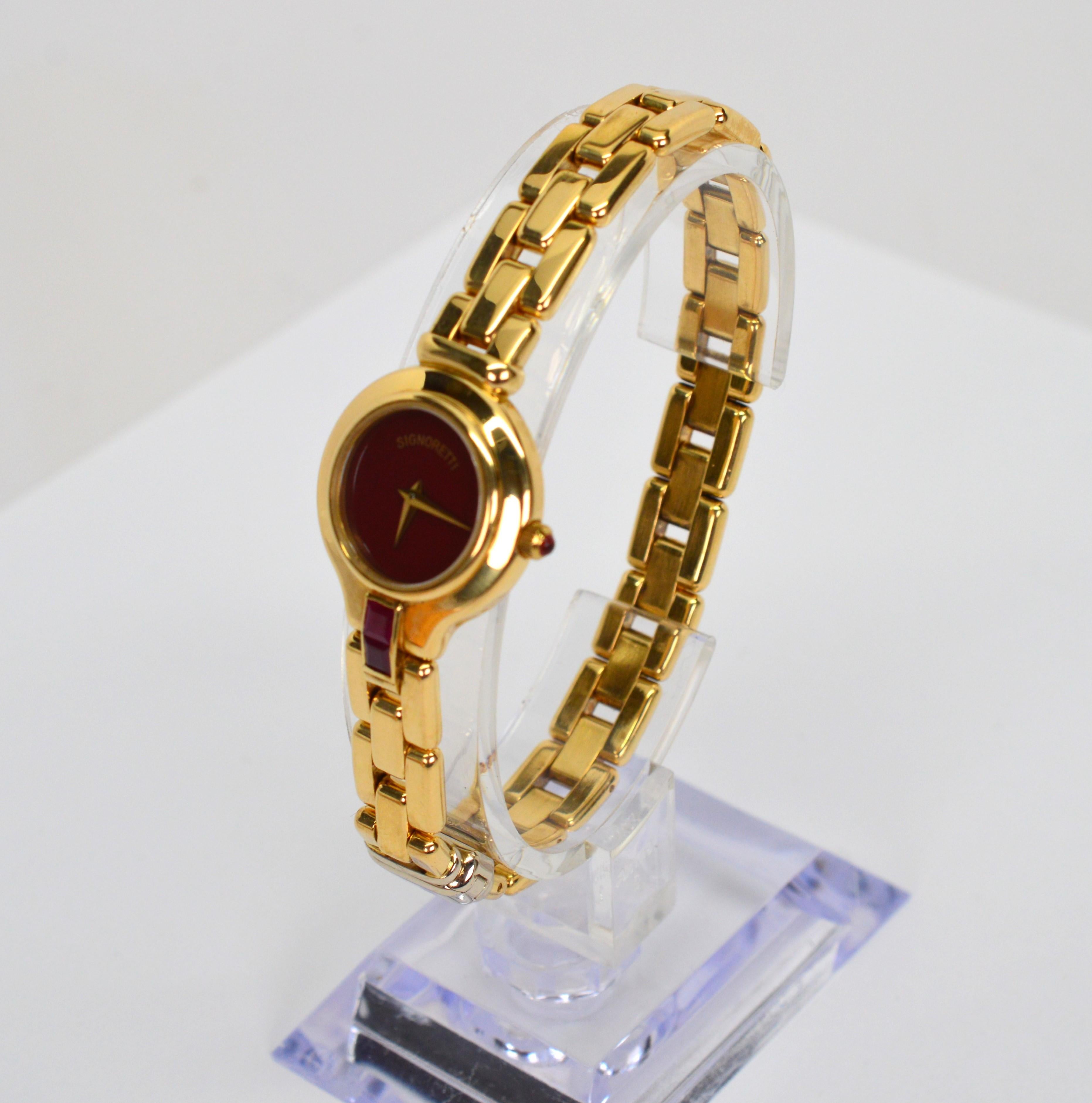 Signoretti 18 Karat Yellow Gold Womens Quartz Wrist Watch For Sale 2
