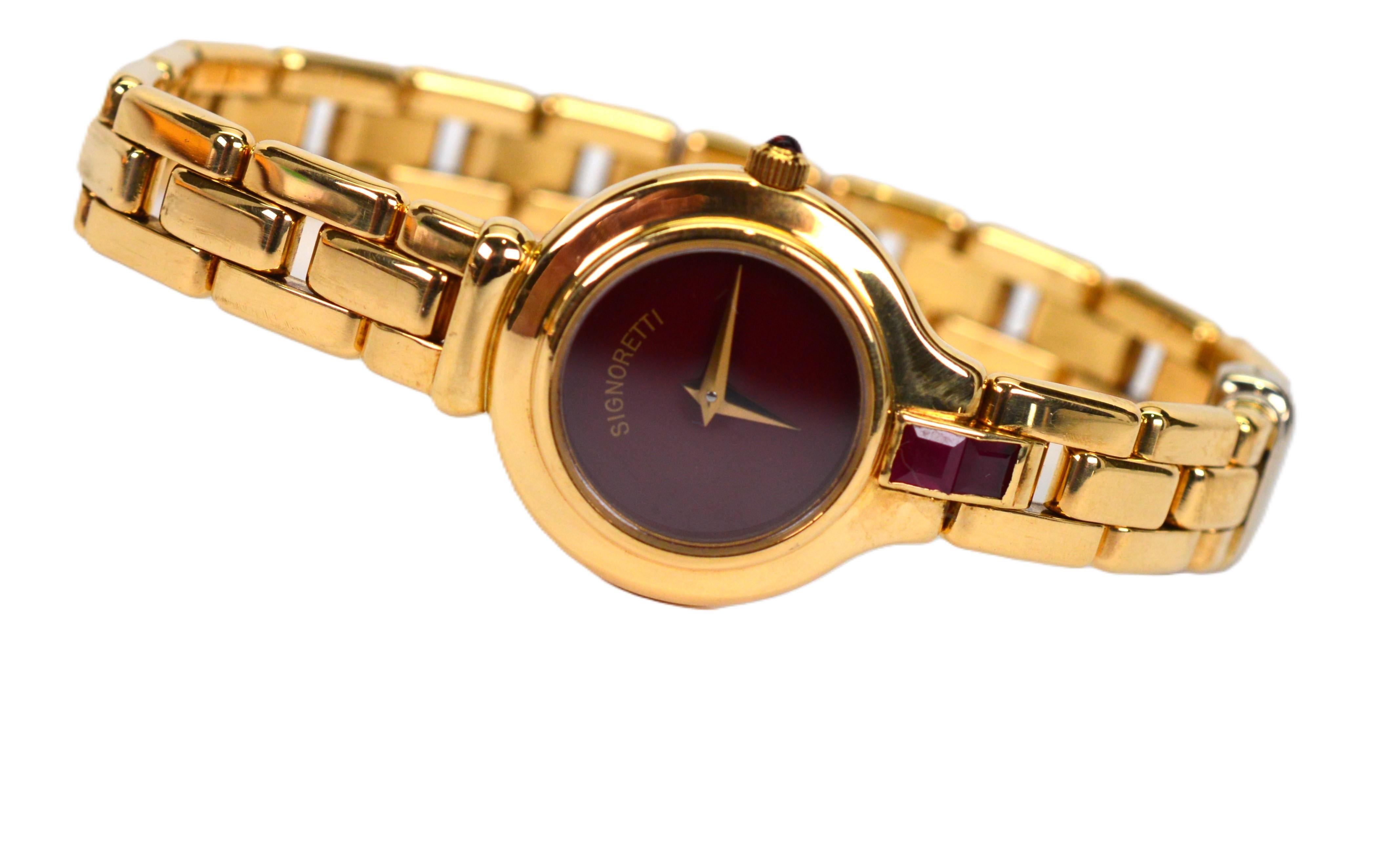 Signoretti 18 Karat Yellow Gold Womens Quartz Wrist Watch For Sale 4