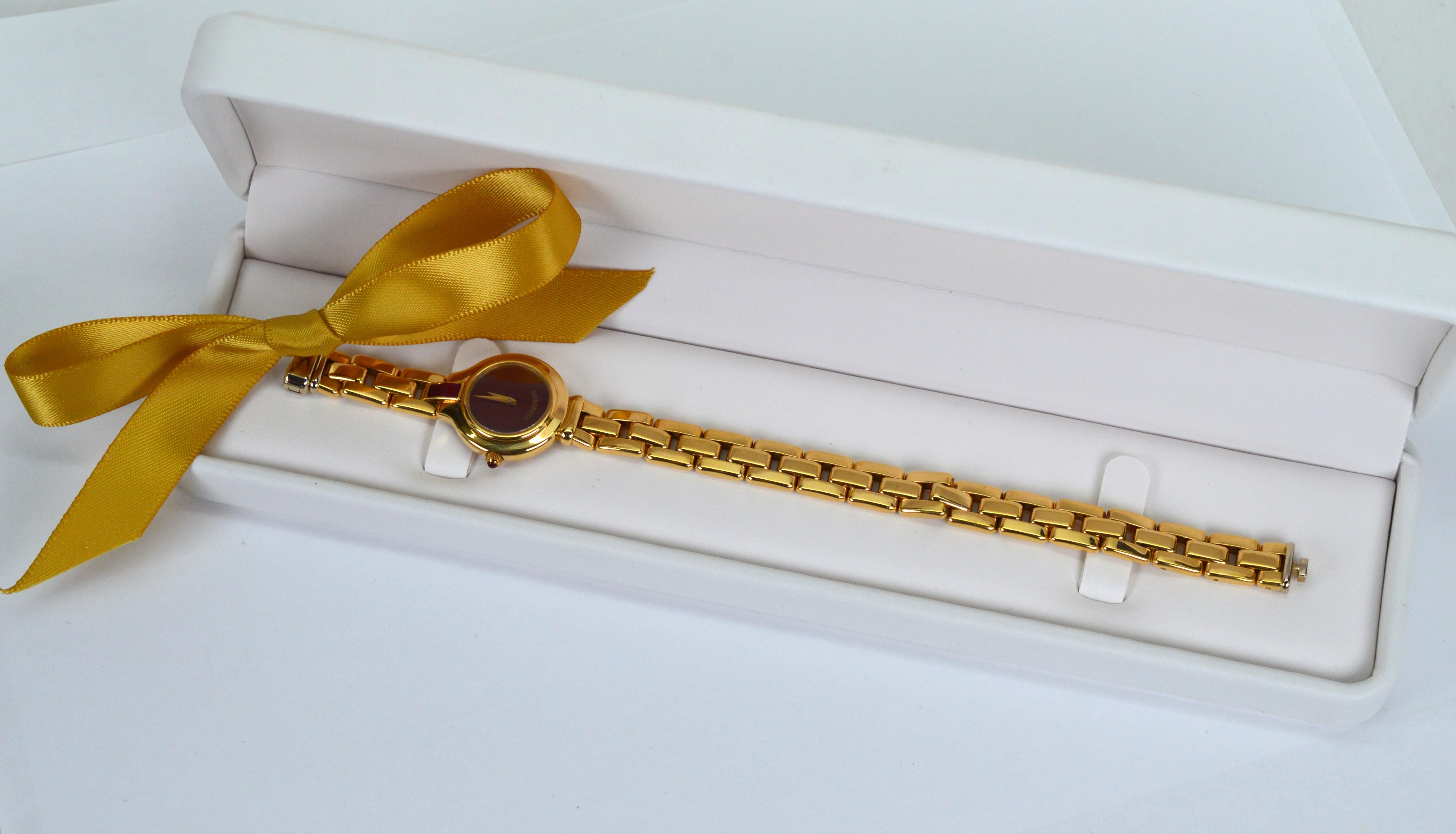 Signoretti 18 Karat Yellow Gold Womens Quartz Wrist Watch For Sale 5