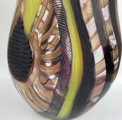 Signoretti Murano Art Glass Vase with Pinwheels and Battuto Work Signed 1 of 1