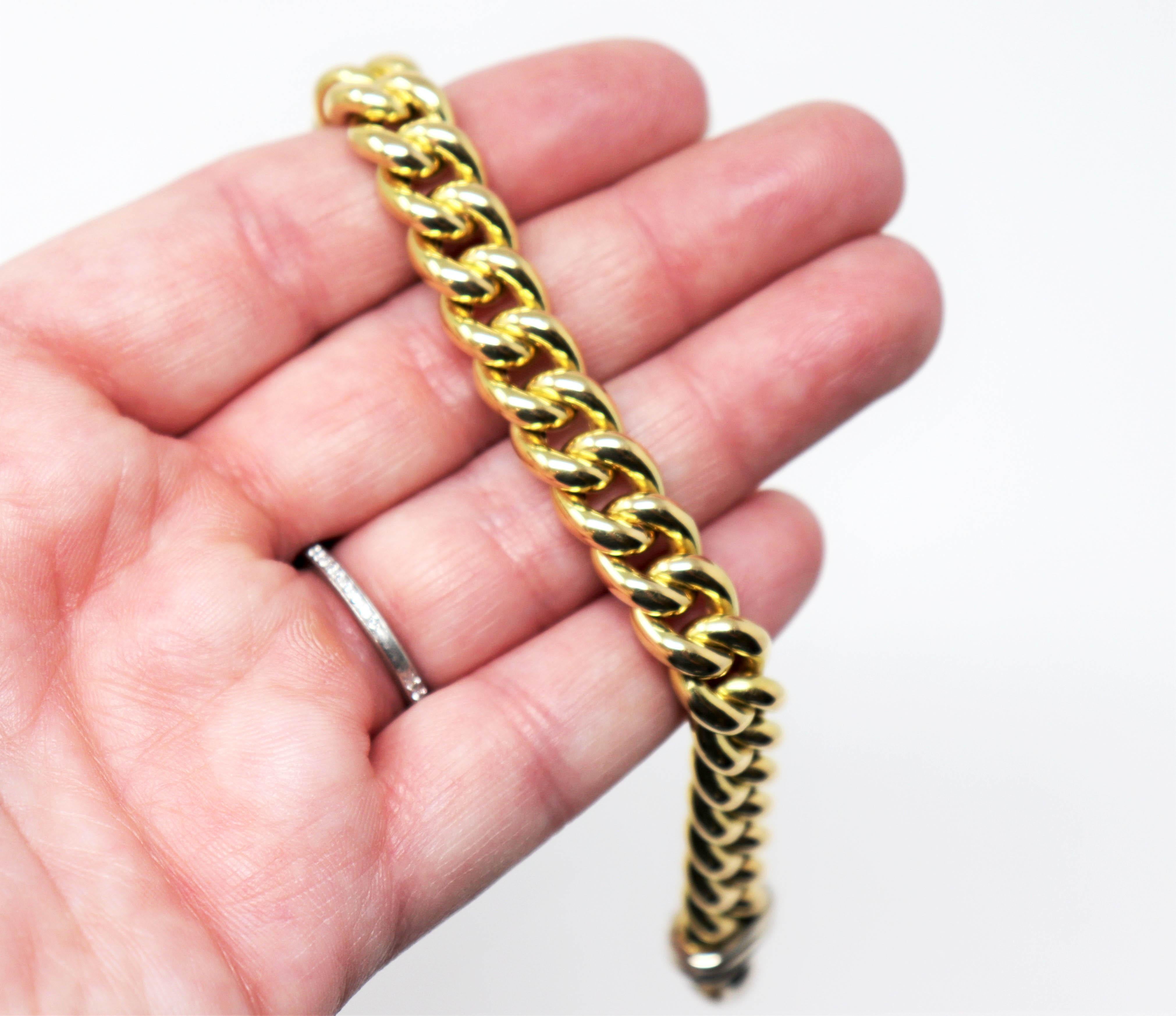 Signoretti Polished 18 Karat Yellow and White Gold Curb Chain Link Bracelet 5