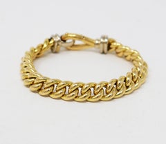 Signoretti Polished 18 Karat Yellow and White Gold Curb Chain Link Bracelet
