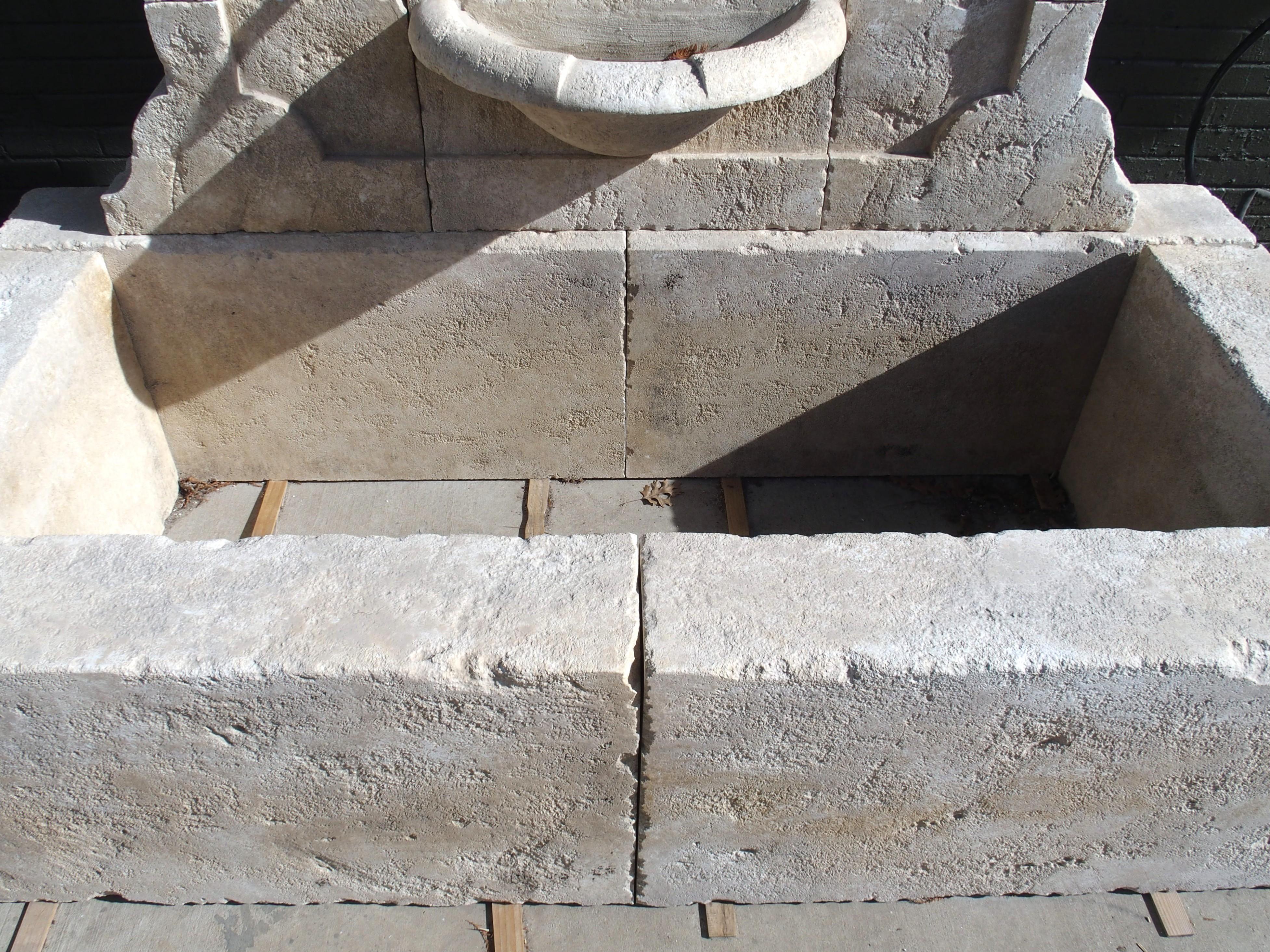 Sigonce Large Carved Spill Bowl Limestone Wall Fountain from Provence, France For Sale 4