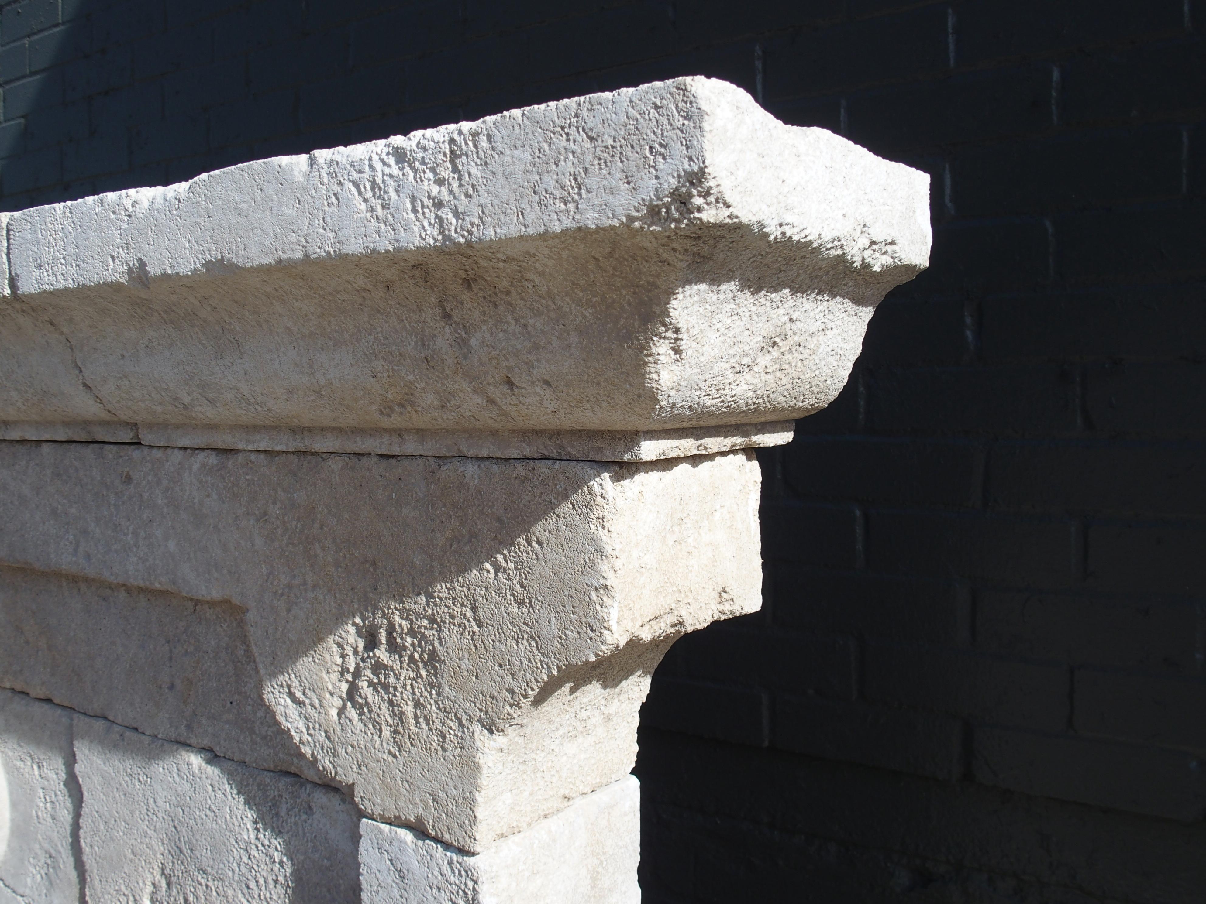 Metal Sigonce Large Carved Spill Bowl Limestone Wall Fountain from Provence, France For Sale