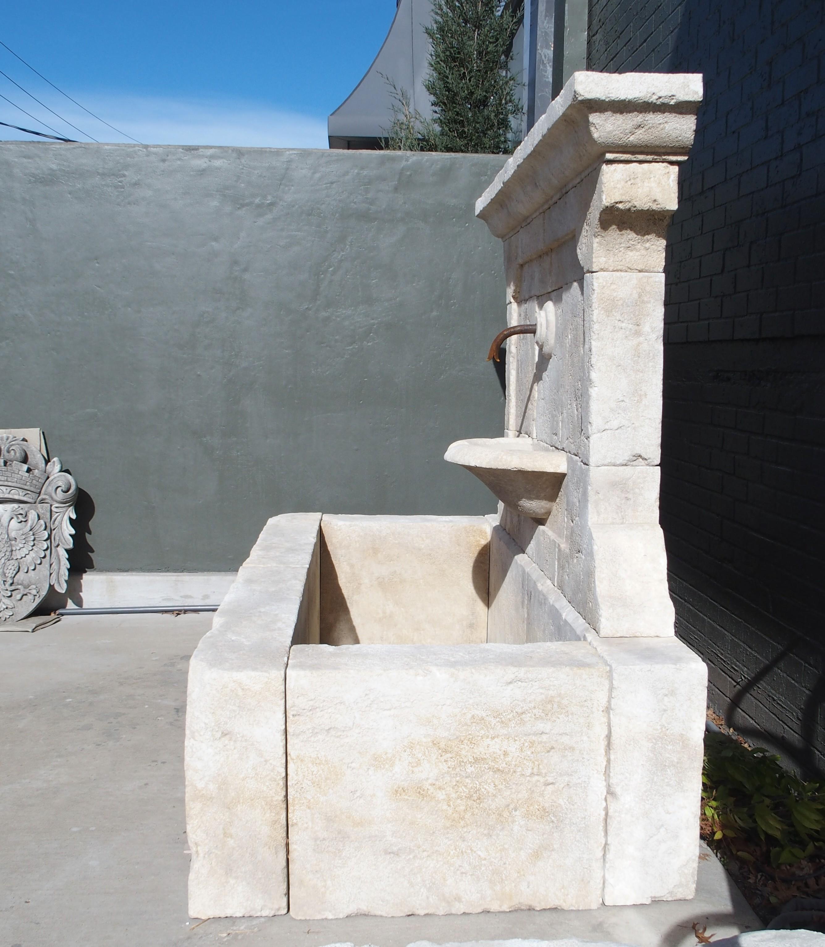 Sigonce Large Carved Spill Bowl Limestone Wall Fountain from Provence, France For Sale 1