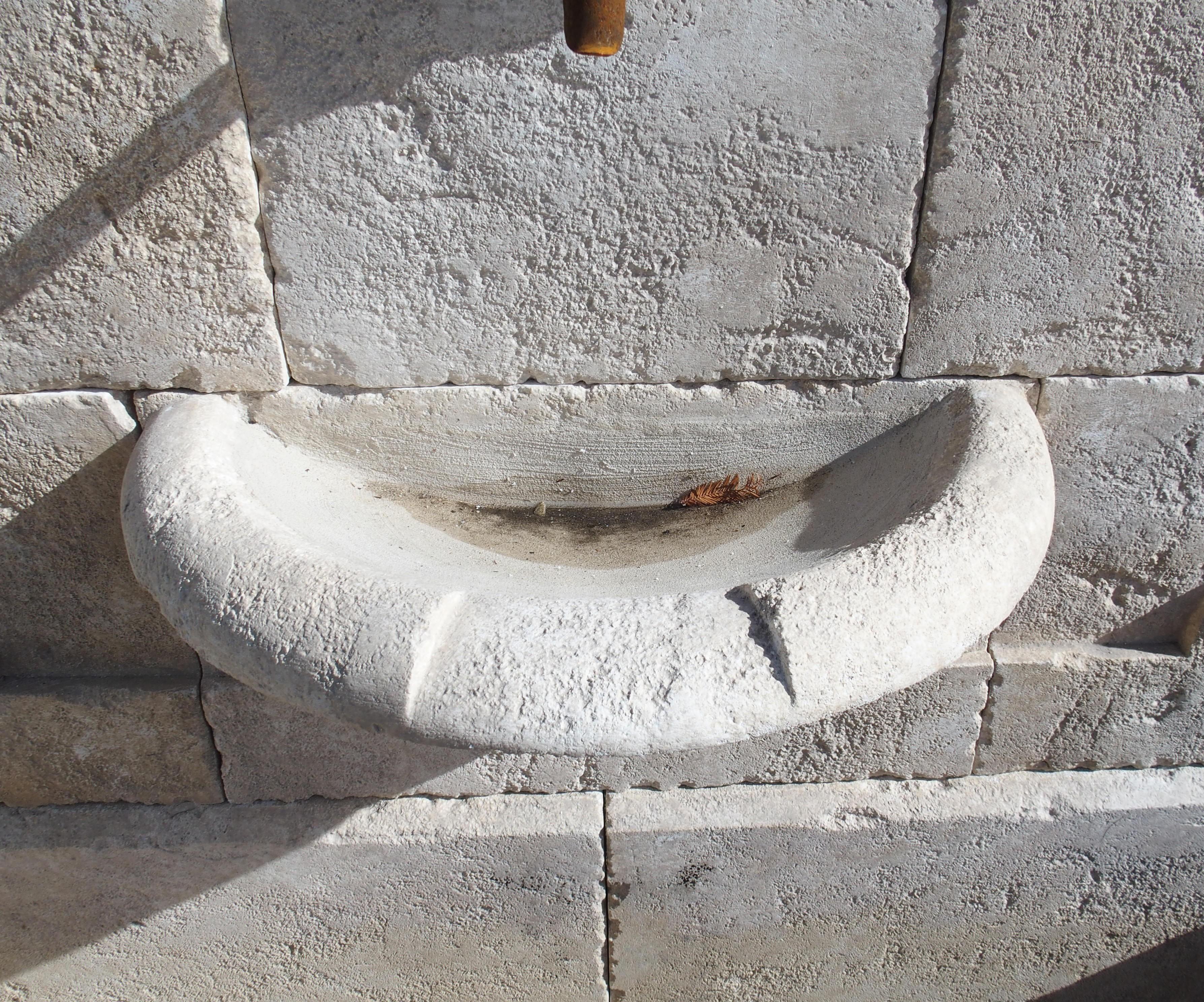 Sigonce Large Carved Spill Bowl Limestone Wall Fountain from Provence, France For Sale 2