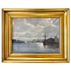 Sigrid Beck-Knudsen – Dänische Hafenszene mit Segelschiffen, Öl auf Leinwand